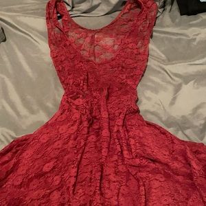 Maroon/wine lace dress over lay